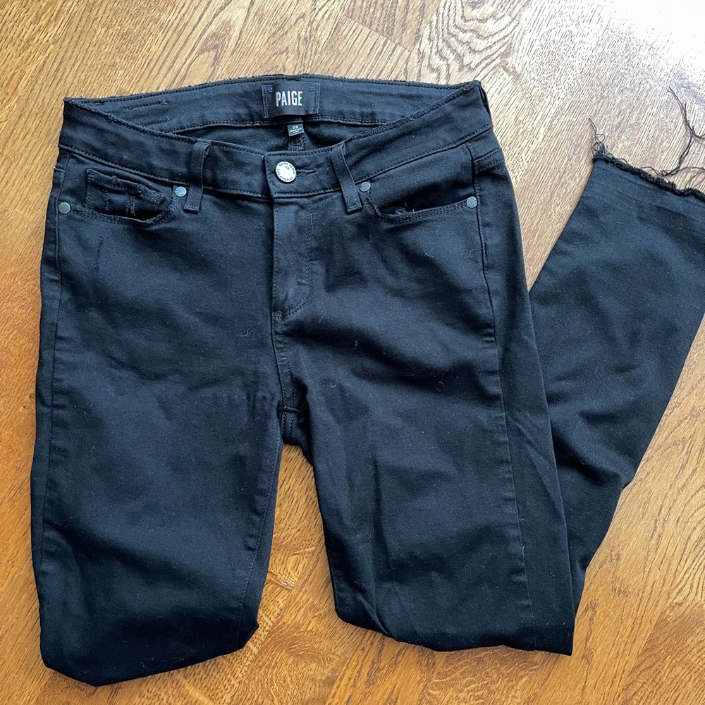 Paige Mid rise ripped black jean